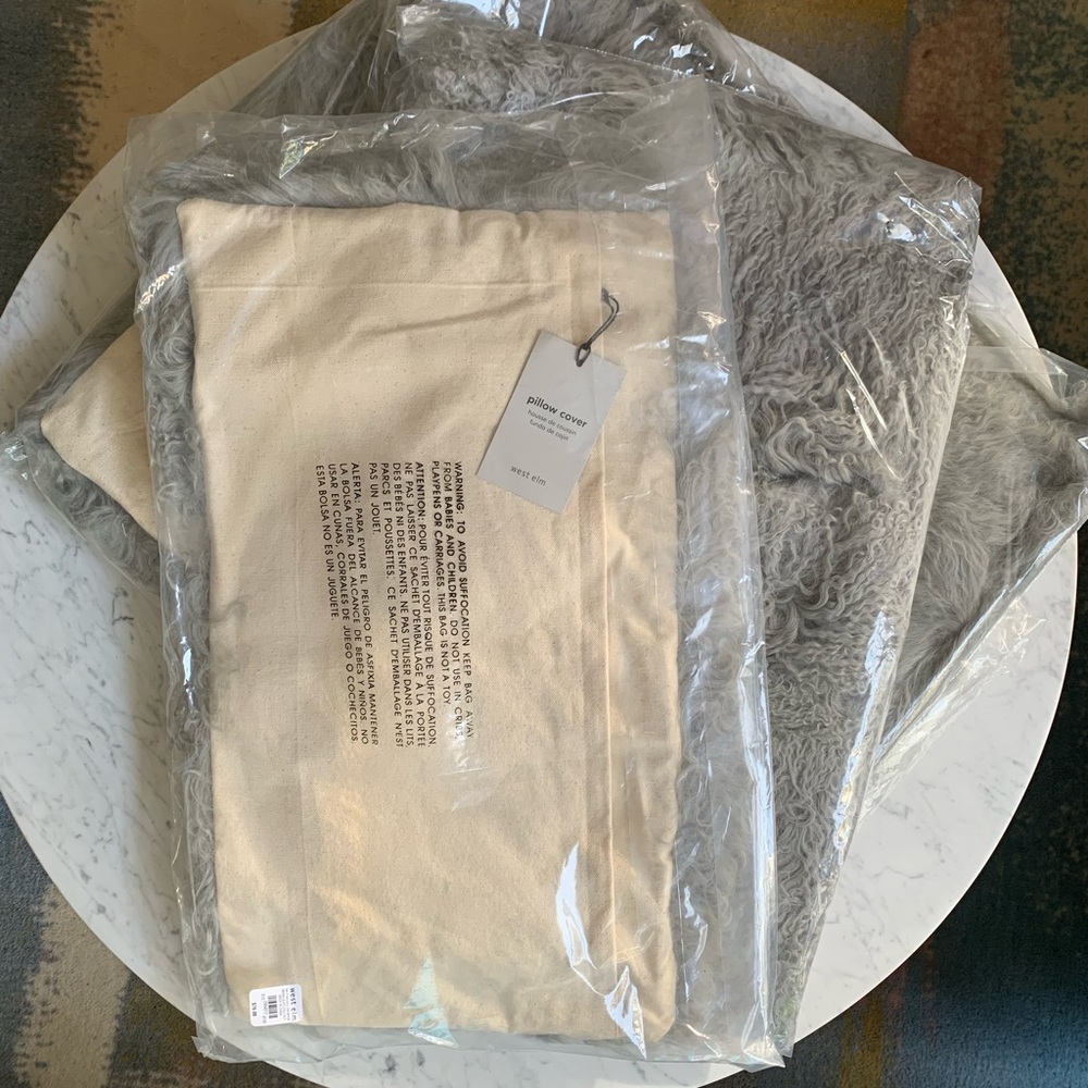 West Elm Mongolian Lamb Pillow Covers - NWT - Picture 2 of 5